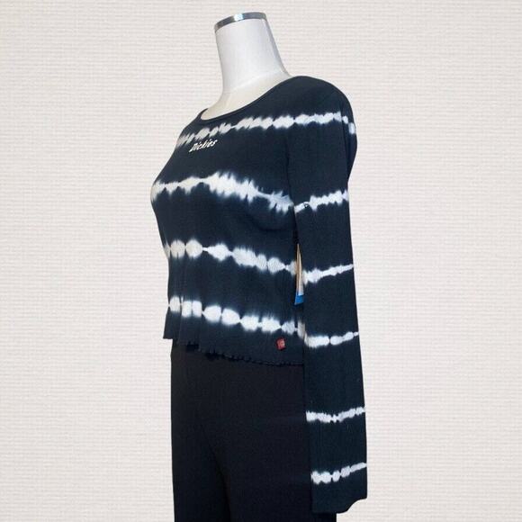NWT Dickies Womens Black Tie Dye Long Sleeve Cropped T-Shirt Size Large - Picture 4 of 9